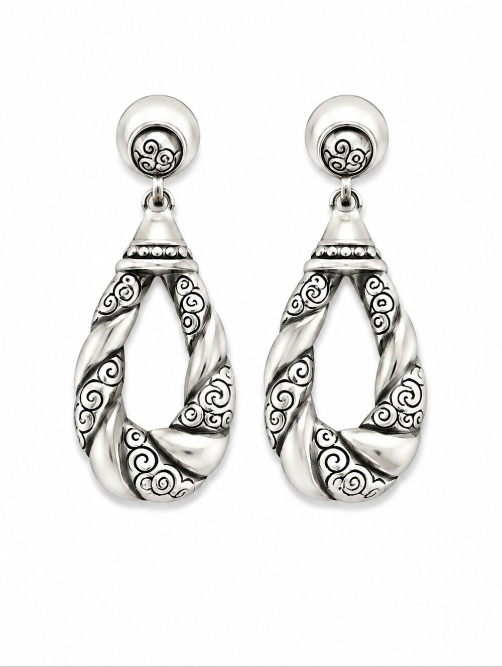 BRIGHTON Bijoux Doorknocker Silver Plated Dangle Post Earrings